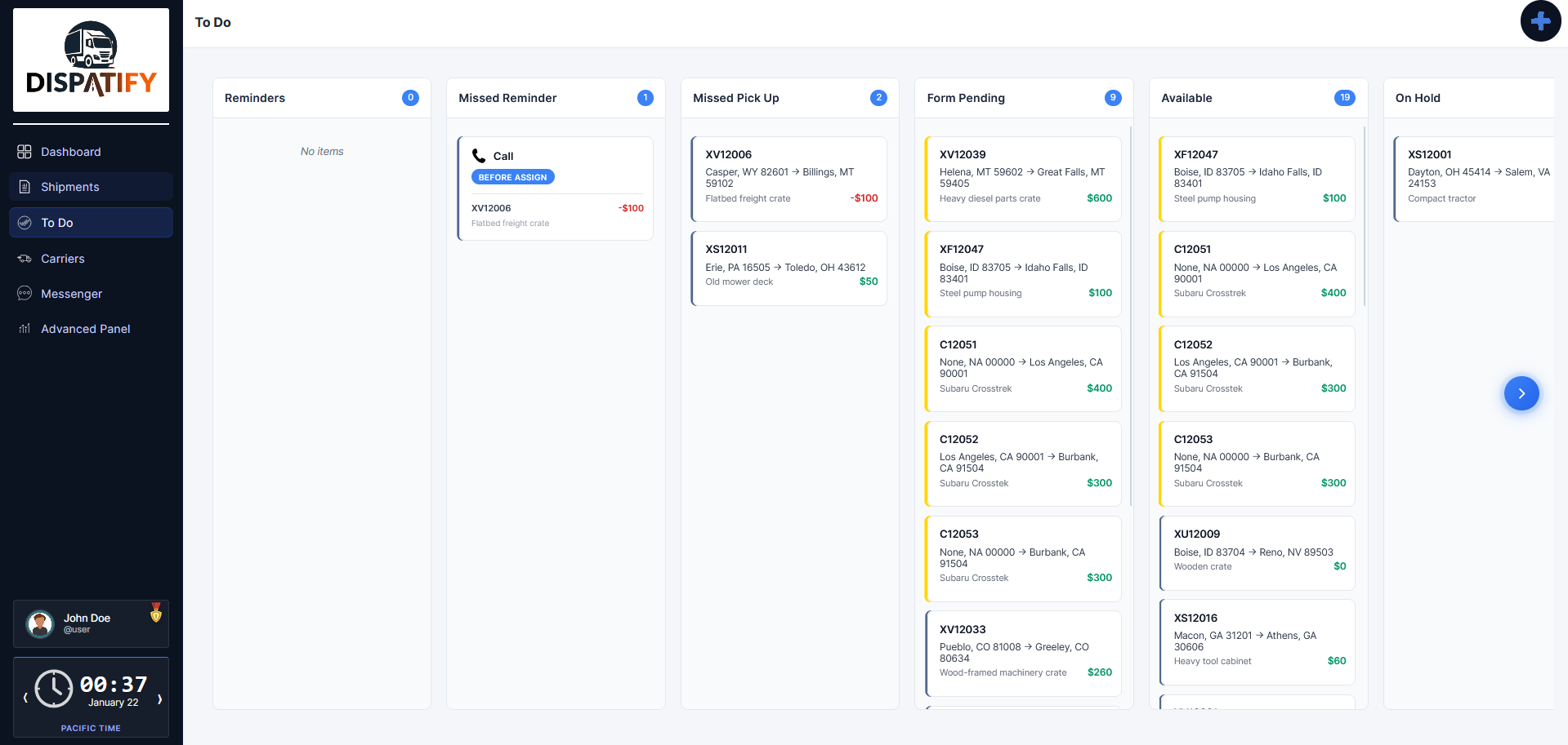 Dispatify to-do lists