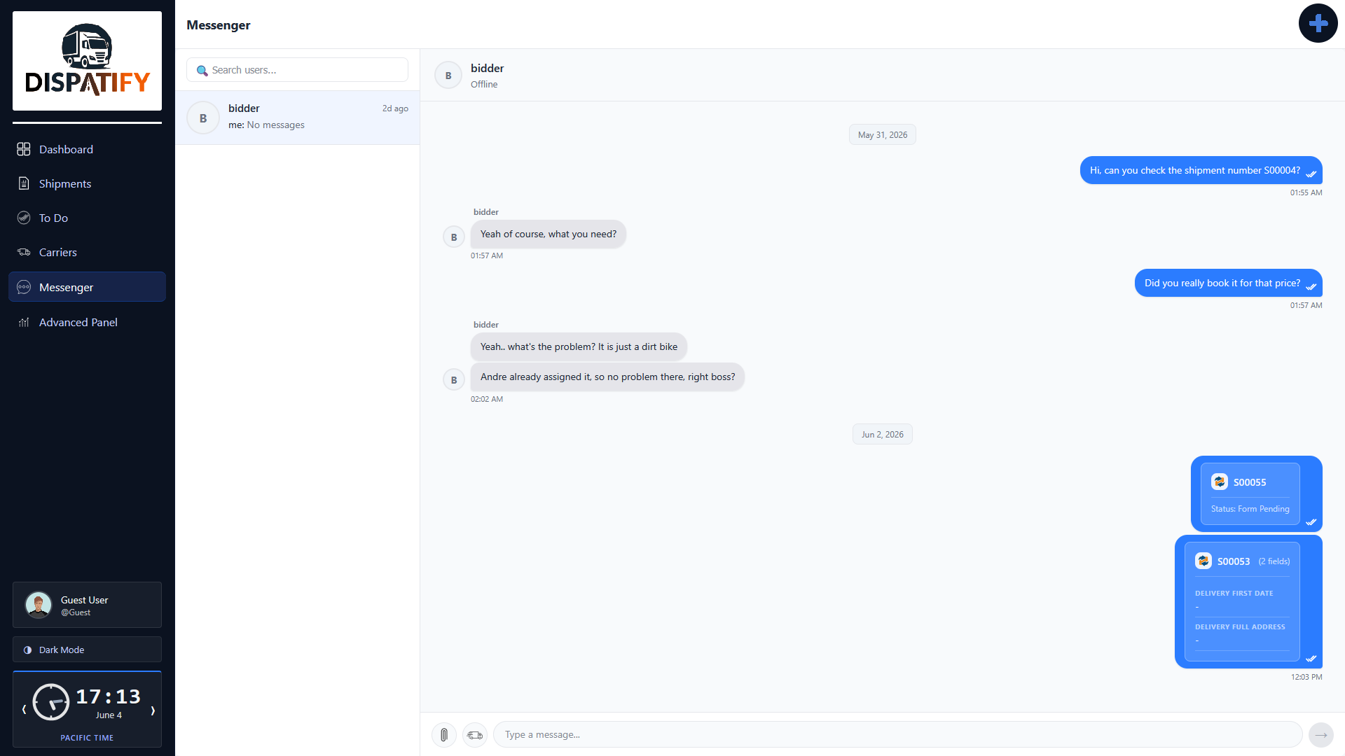 Dispatify messenger